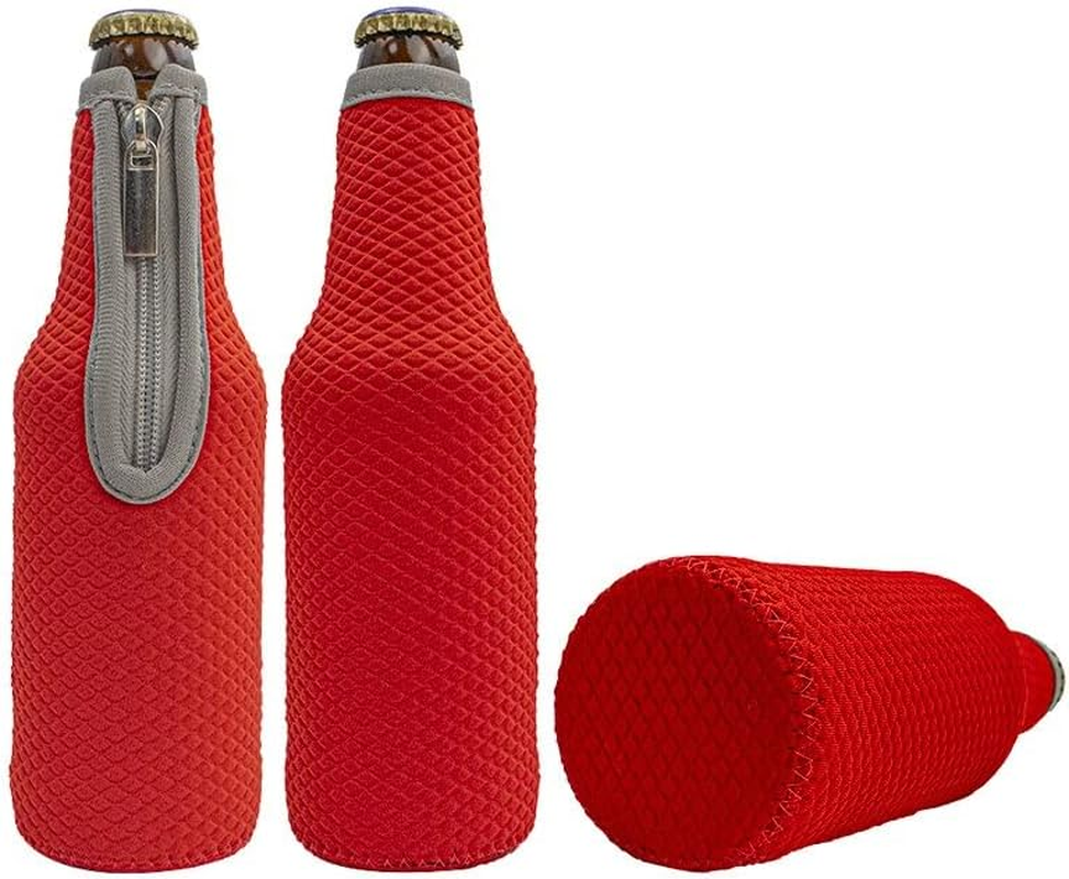 4 Pack - Insulated Neoprene Bottle Zip-Up Sleeve Covers Drink Coolies Coolers for Beer Alcopops - by Lifeswonderful image number 2