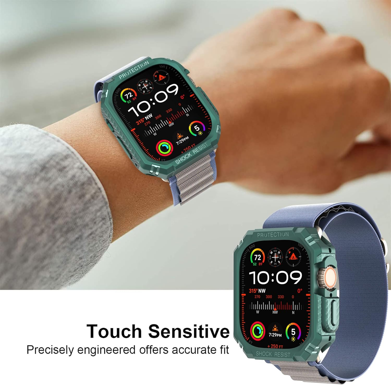 Diruite Pack of 2 Case for Apple Watch Ultra/Ultra 2 49 Mm Protective Case, Carbon Fibre Hollow without Screen, Scratch-Resistant TPU Cover for Iwatch 49 Mm Protective Case image number 4