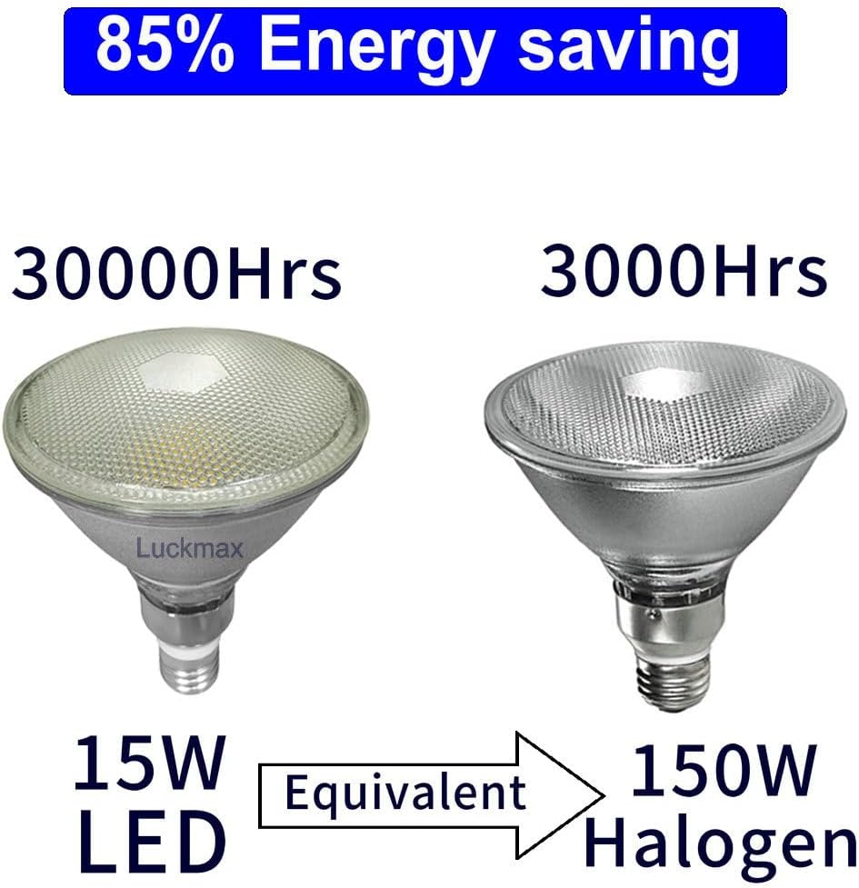 E27 PAR38 LED Cool White 6000 K, Waterproof, for Indoor and Outdoor Use, Not Dimmable, Spotlight Light, Floodlight Bulb, 15 W Cool White LED PAR38 Glass Reflector Lamp (Replaces 150 W image number 6