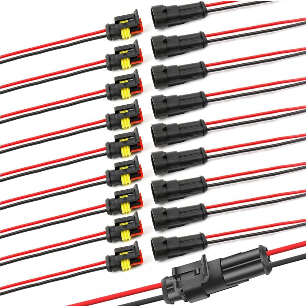 Automotive Electrical Connector 16AWG 10 Kits 2 Pin Plug Socket Quick Disconnect Waterproof 2 Way Wire Connectors with 10Cm Wire AWG Male and Female Way Marine 1.5Mm Series Terminal Connector image number 2