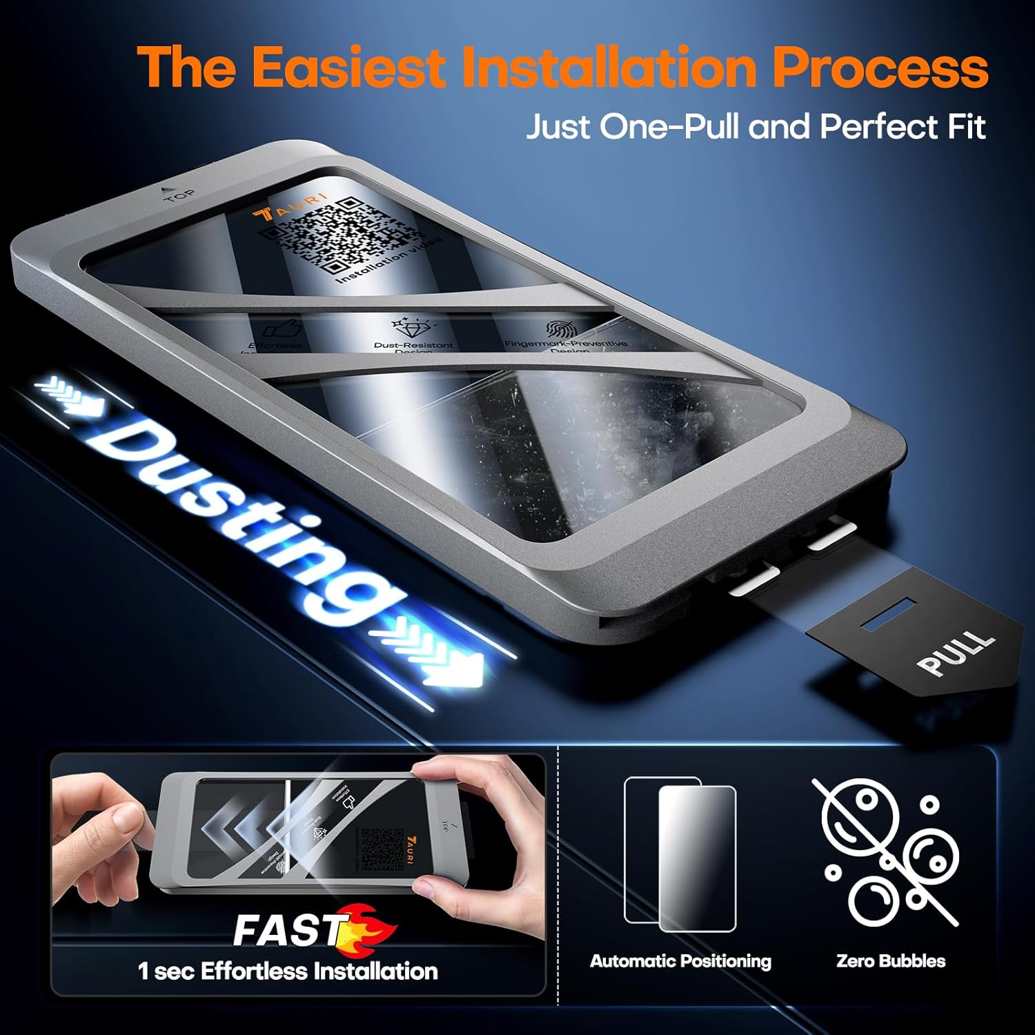 TAURI 3 Pack for Iphone 17 Screen Protector 6.3" with Auto-Installation Tool, Tempered Glass, Scratch-Resistant, [Military Grade Protection] Film image number 4