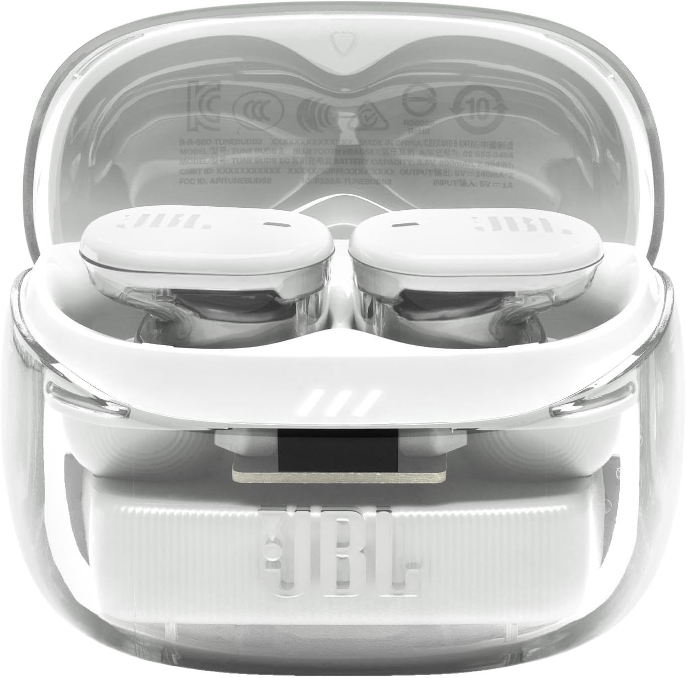 JBL Tune Buds 2 Ghost Edition, JBL Pure Bass Sound with Spatial Sound, Adaptive Noise Cancelling with Smart Ambient, 6 Mics for Perfect Calls and Customized Call Experience, Ghost White