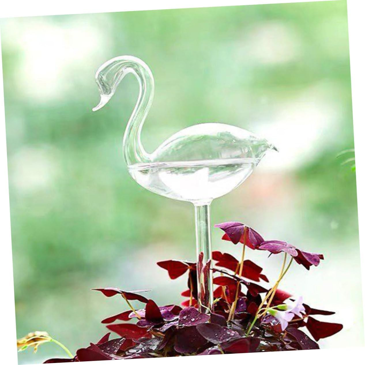 FUNOMOCYA 3Pcs Swan Flower Waterer Self Watering Bulbs Glass Plant Watering Devices for Outdoor Gardening Use image number 3