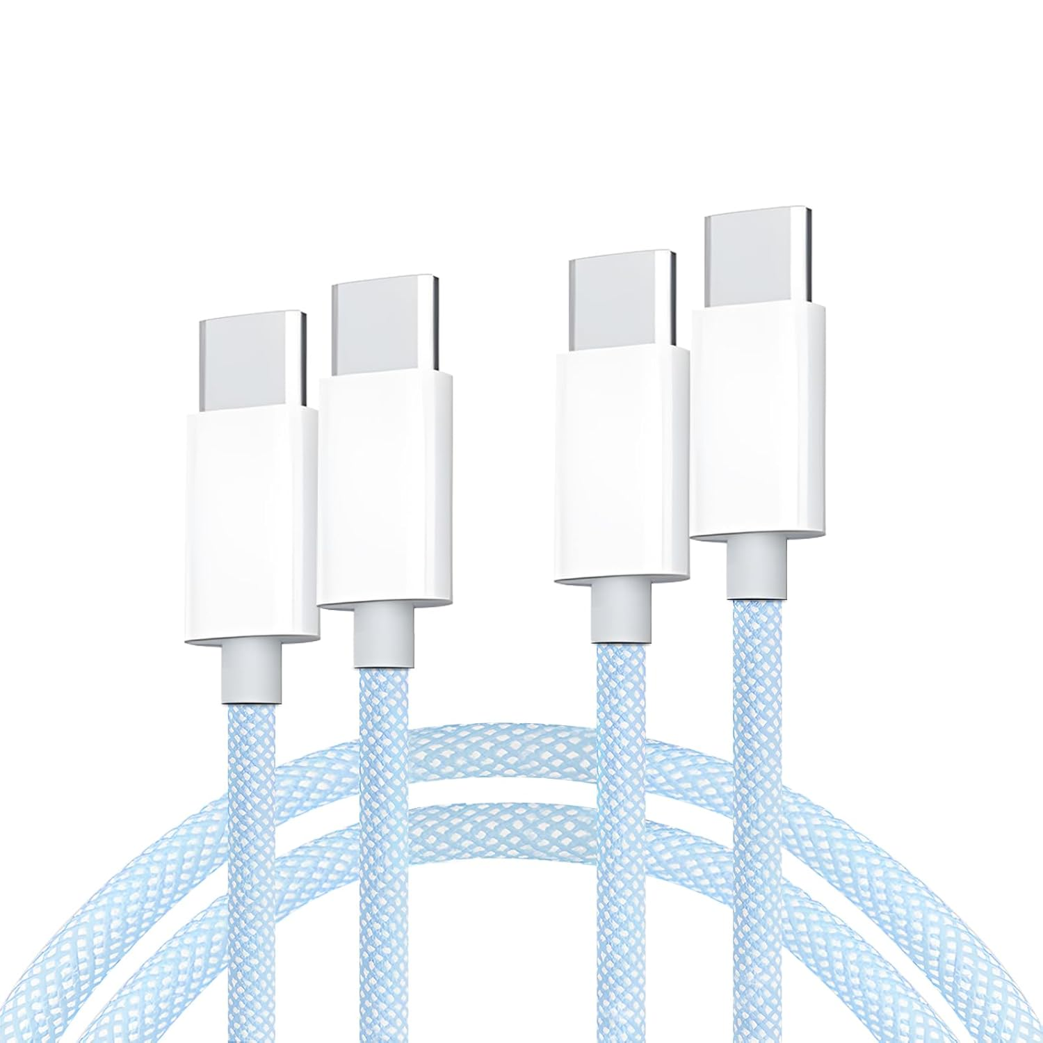 USB C to USB C Braided Fast Charging Cable, 2-Pack 5FT 60W PD Type-C Power Cord for Iphone 16/15 Pro Max, Macbook Air, Ipad Pro,Galaxy, Pixel, Android Auto, Carplay,White