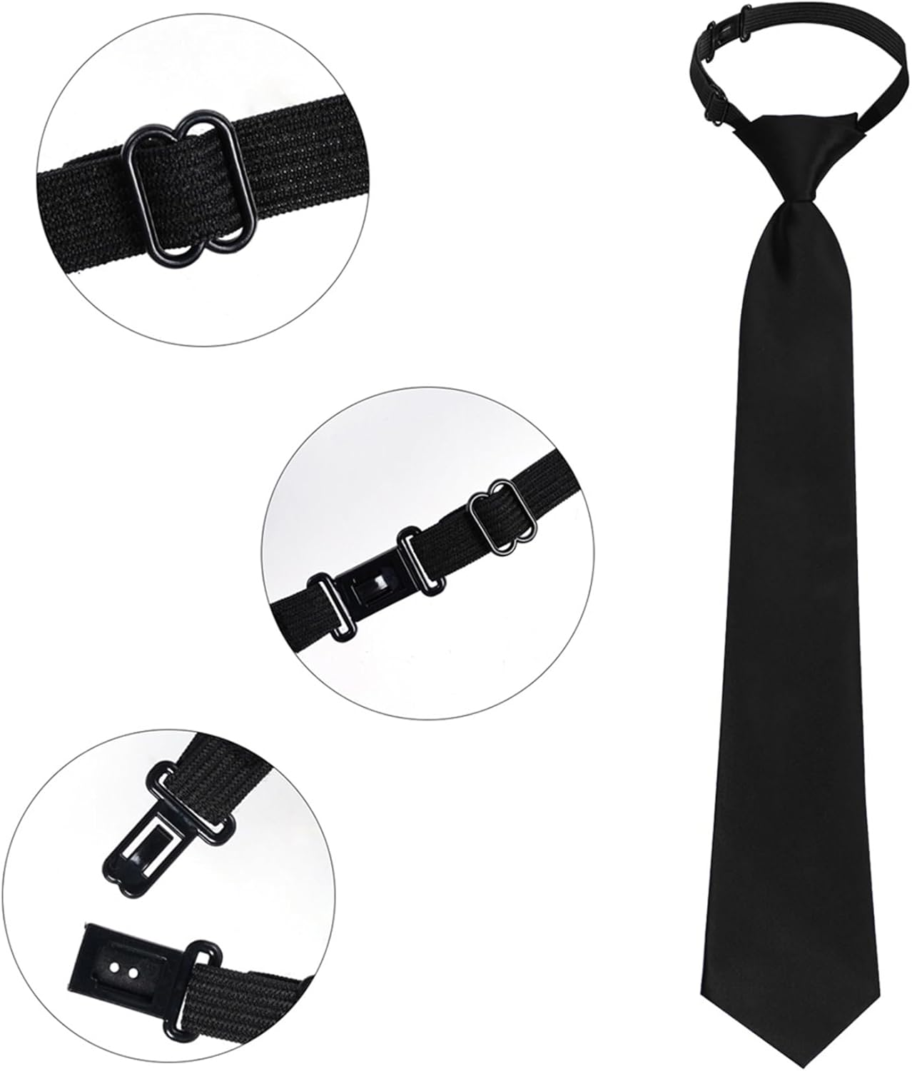 OJIOUI 1Pcs Boys Ties Boy'S Necktie Solid Color Pre-Tied Adjustable Neck Strap Tie for Wedding Graduation School Uniforms - Navy Blue image number 2