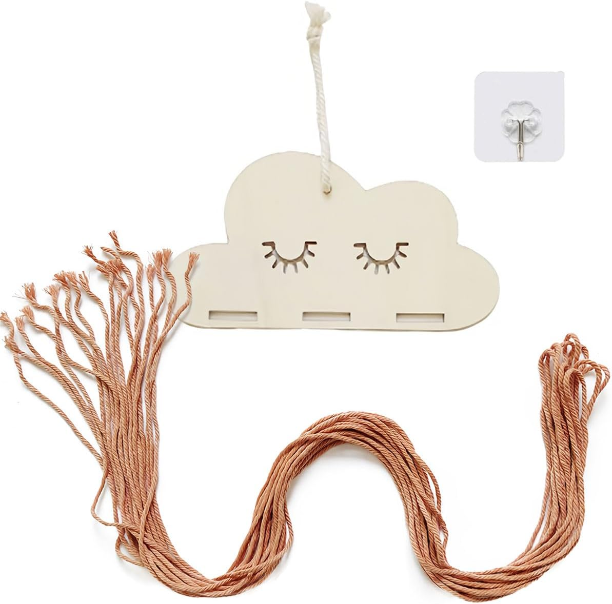 IPNSDON 1 Piece Scandinavian Style Wooden Piece Clouds Hair Clip Organiser, Girls Hair Clip Organiser, Hair Clip Holder with Hair Clip Organiser (A) image number 1