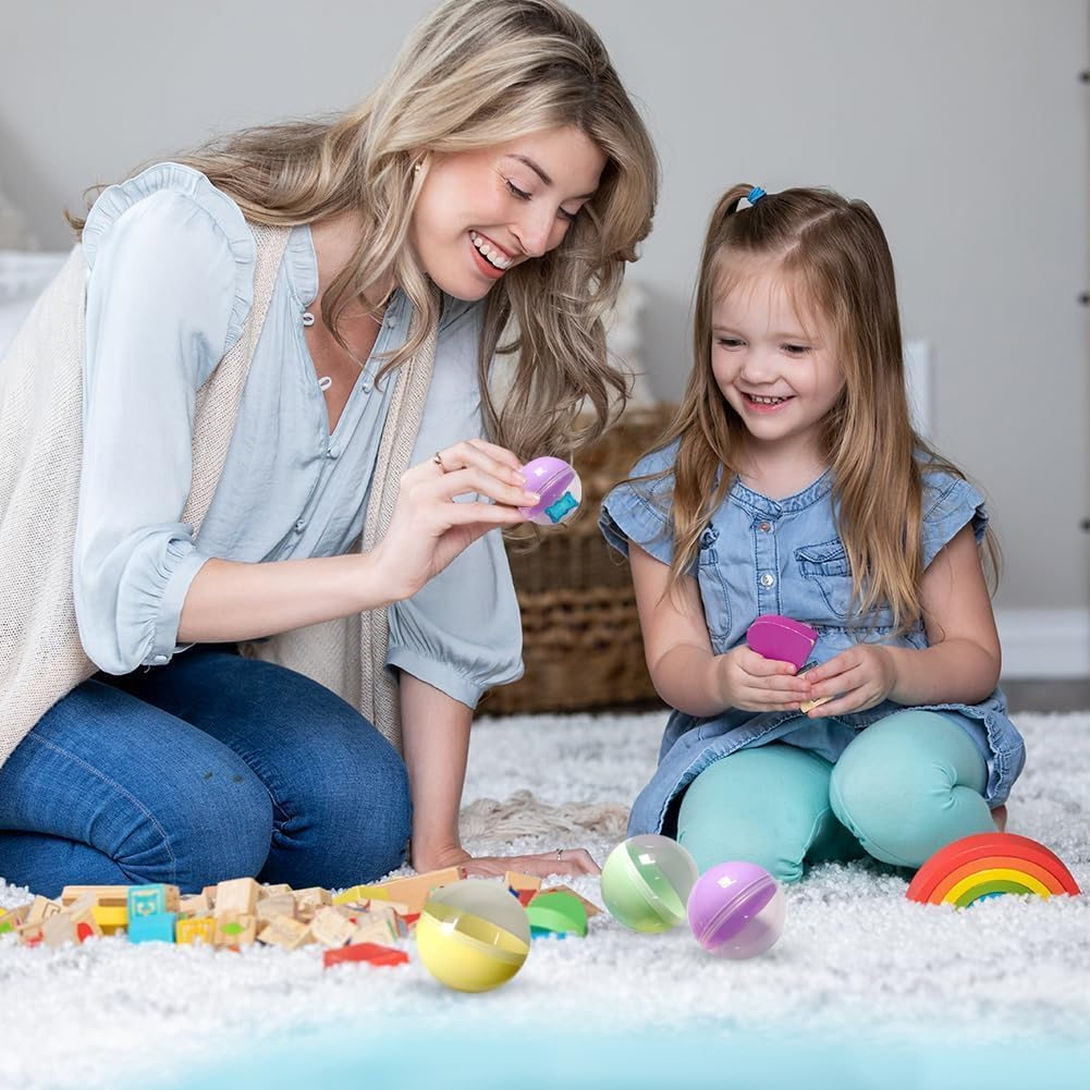 50 Pcs Small round Capsules, Clear Colored Gumball Machine Capsules, DIY Fillable Surprise Balls for Kids Party Favors image number 1