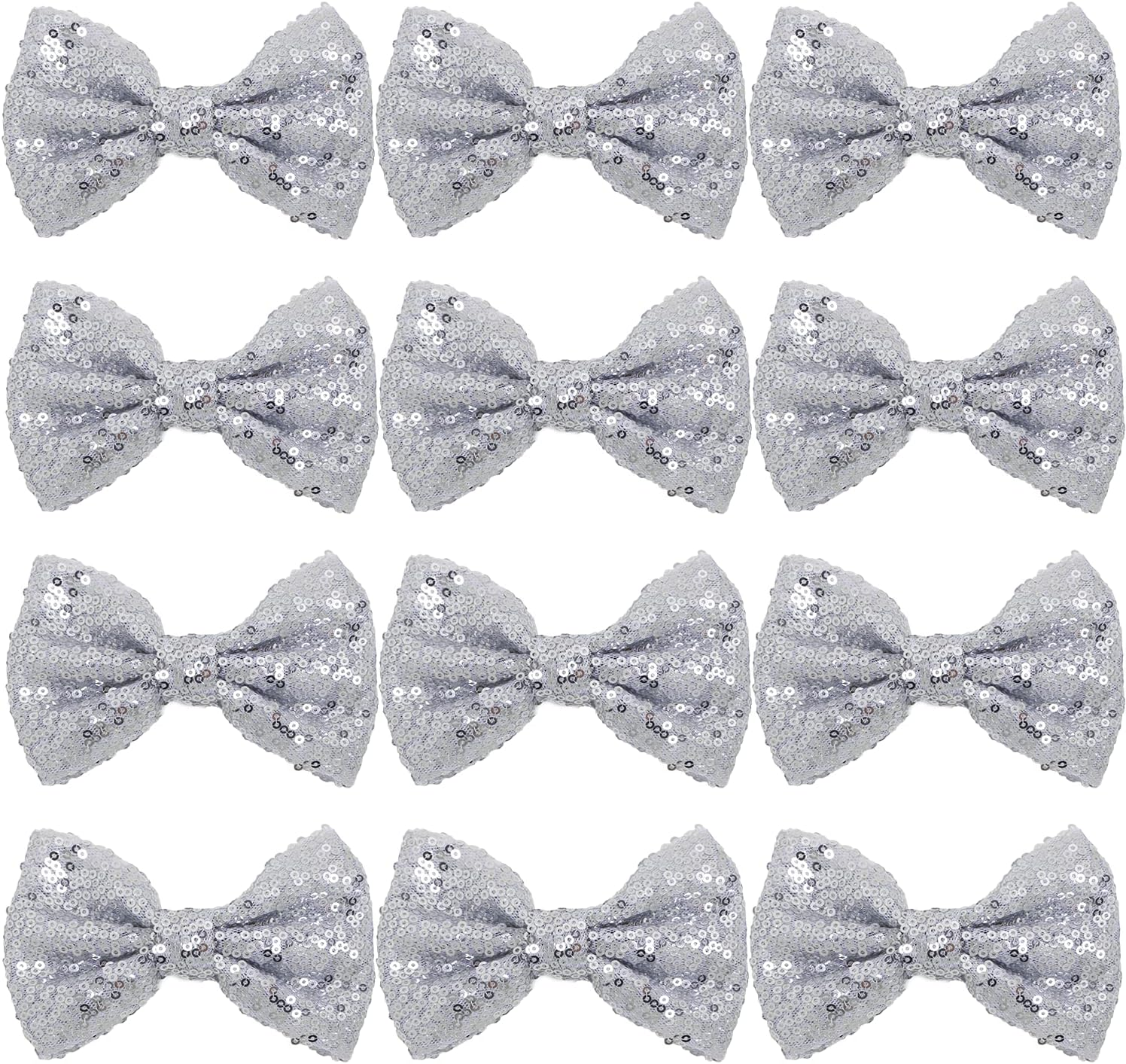 12 Pieces Sequin Bows for Girls 4.7" Large Cheer Hair Bow with Alligator Clips Hair Accessories for Kids Toddler Cheerleaders Teen Girls College Sports (Gold)