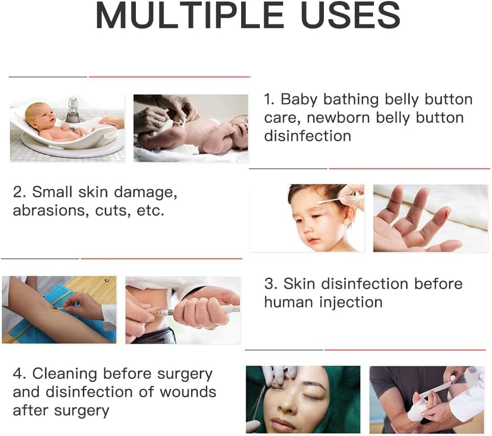 LLCFA 100 Count Individually Wrapped Iodophor Cotton Swabs &ndash; Gentle Iodine Disinfection for Wound Care, Nasal Cleaning & Skin Sanitization, Single-Use Portable Swabs for Travel, Outdoor & Home Use image number 3