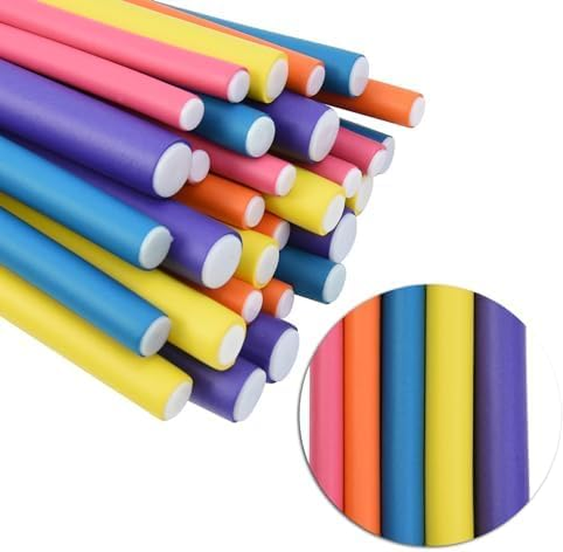30 Pieces Flexi Curling Rods No Heat Hair Curlers 9.45 Inch Hair Curlers for Short, Medium and Long Hair (5 Colors) image number 5
