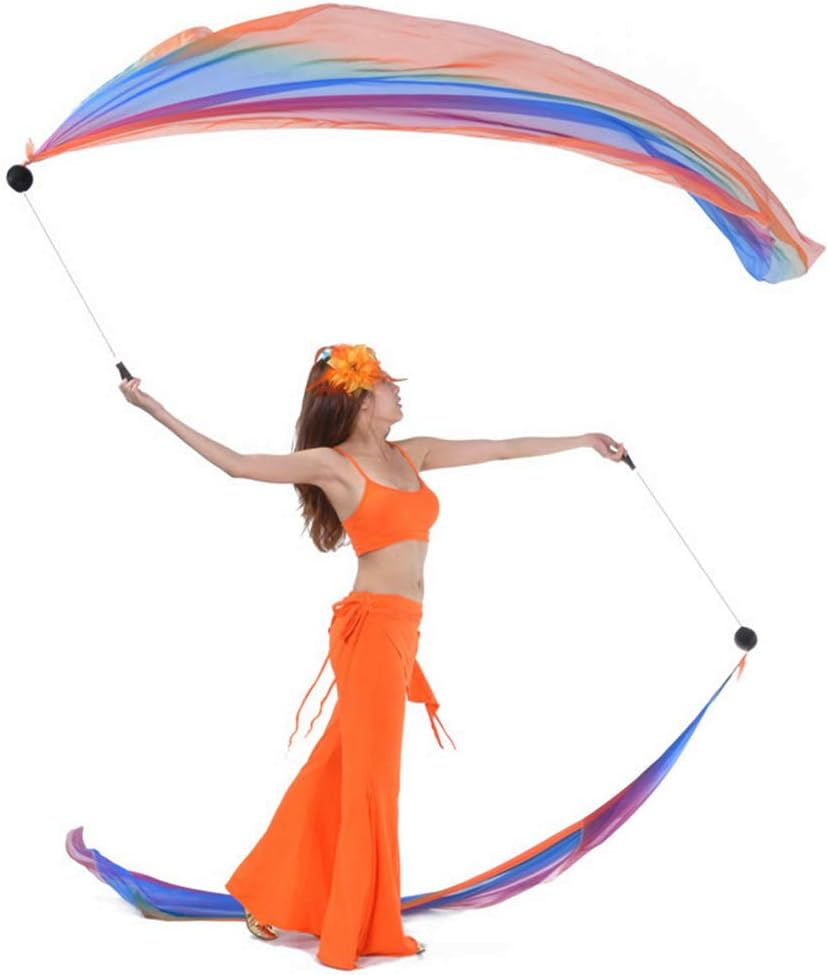 Oshhni Pair Smooth Veil Poi Thrown Balls Imitated Silk Belly Dance Performance image number 2