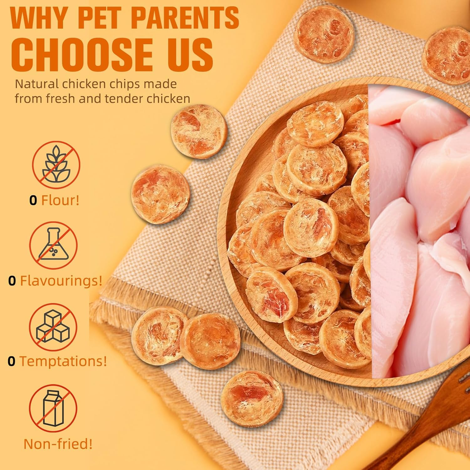 Pure - Chicken Low - Temp Circulated Baked Dog Treats: High - Protein, Delectably Nutritious Chips-70G image number 1