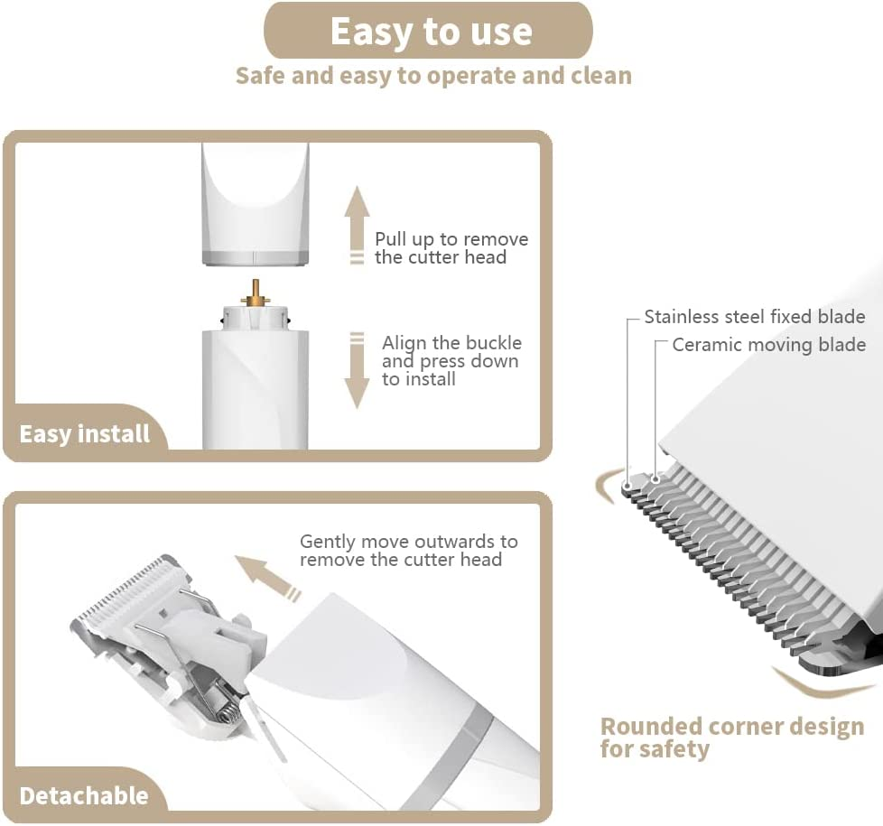 Electric Pet Hair Clipper Trimmer Grooming Kits with 4 Heads, Rechargeable Shaver, Nail Grinder for Dog Cat Paws, Eyes, Ears, Face image number 1