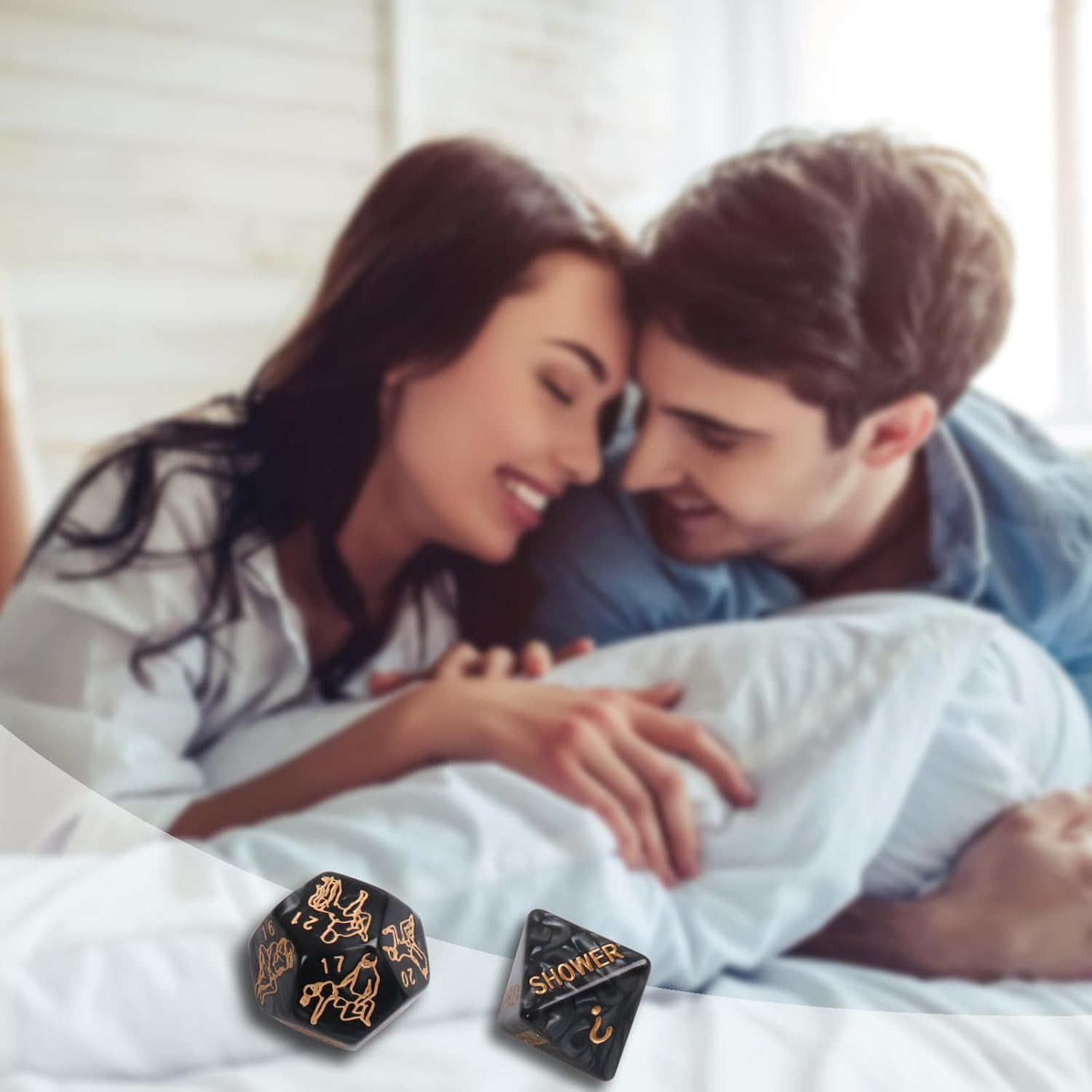 Tnstk Date Night Dice, Funny Couple Dice Game, Portable Couple Dice Kit for Adults Women Men Husband Girlfriend Boyfriend (Black) - White image number 2