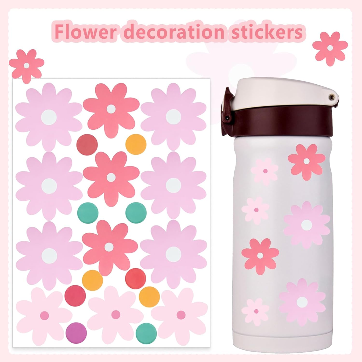 10 Sheets Daisy Flower Wall Stickers, Cute Colorful Floral Wall Stickers, Vinyl Wall Flowers Decals Decoration, Suitable for Daycare, Bedrooms, Living Rooms, Home Decor image number 3