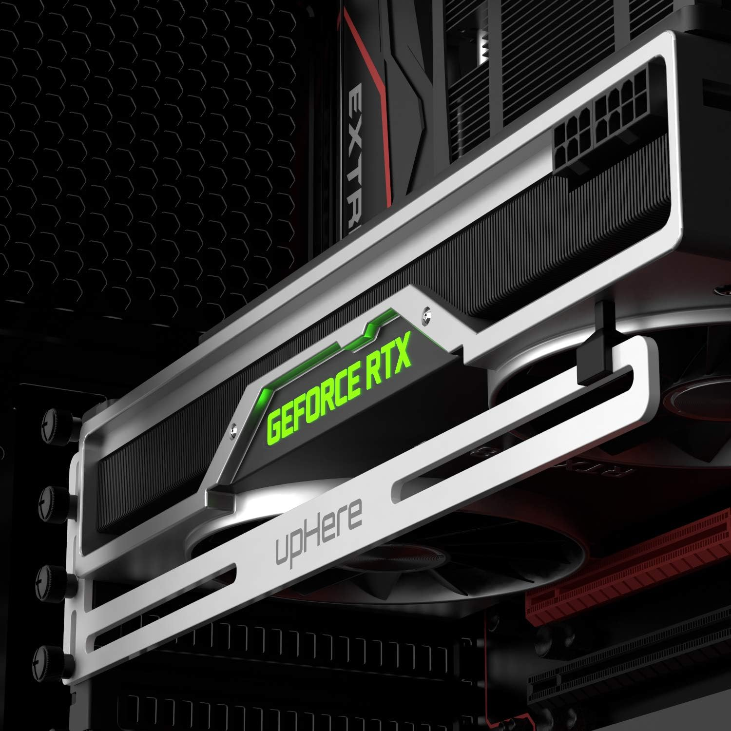 Uphere White Graphics Card GPU Brace Support /Holster Bracket, Anodized Aerospace Aluminum, Single or Dual Slot Cards-(Gl04) image number 2