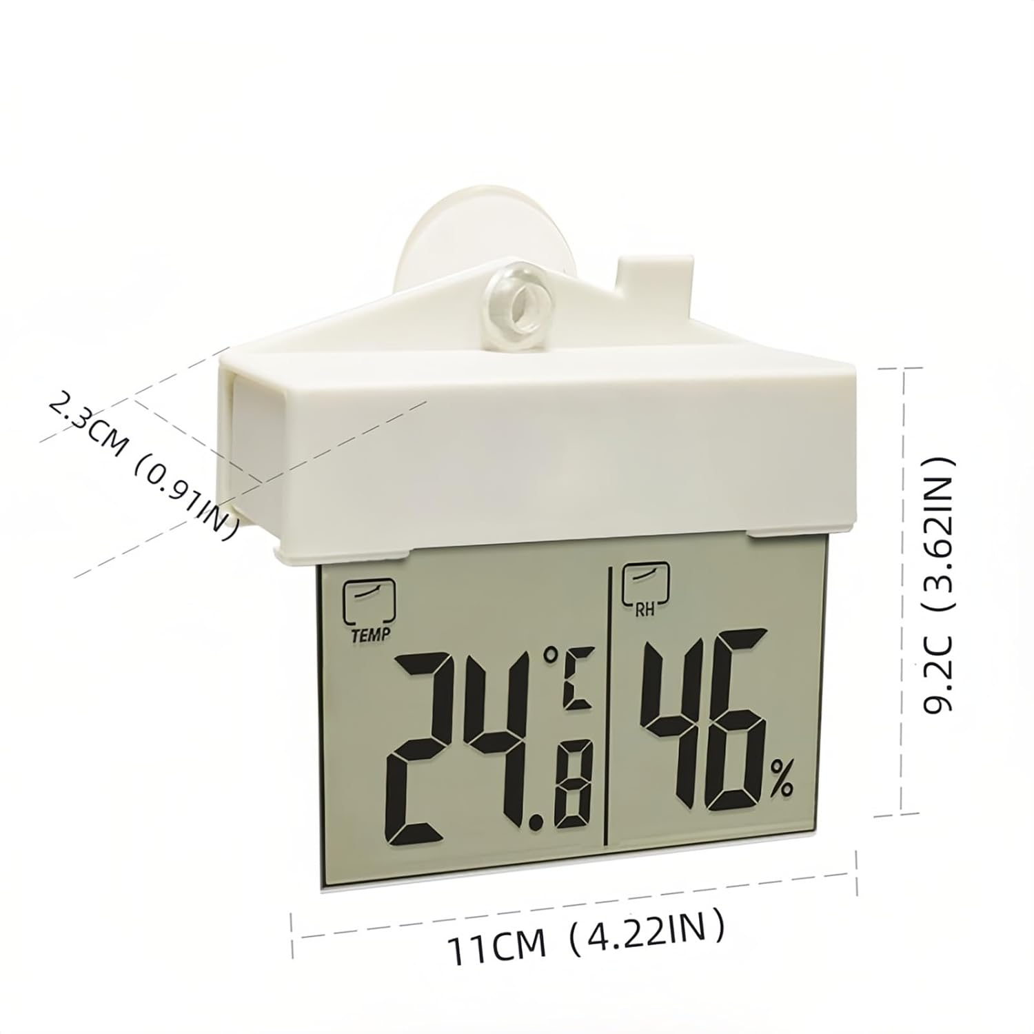 Lancoon Digital Thermometer Hygrometer Indoor Outdoor with LCD Display, Wireless Suction Cup Thermometer, Real Time Monitoring, Battery Powered for Living Room Badroom image number 1