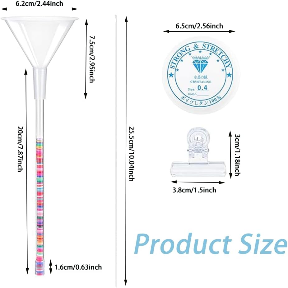 Jewellery Making Tool Kit, 6 Pieces, Beading Tools with Funnel, Needles, Clip and Thread image number 3