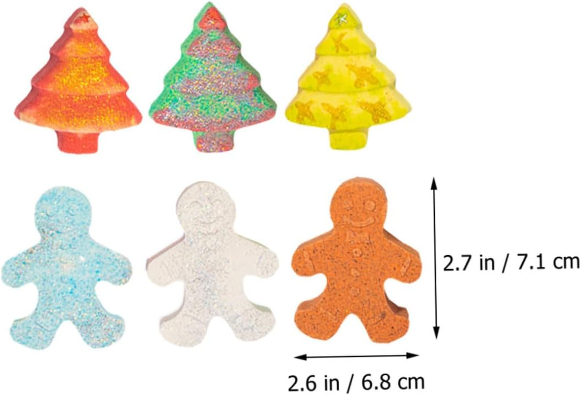 Gogogmee 6Pcs Christmas Gingerbread Man Bath Salt Fragrance Bathing Salt for Relaxation Skin Friendly Bubble Bath Experience for Family Fun image number 2