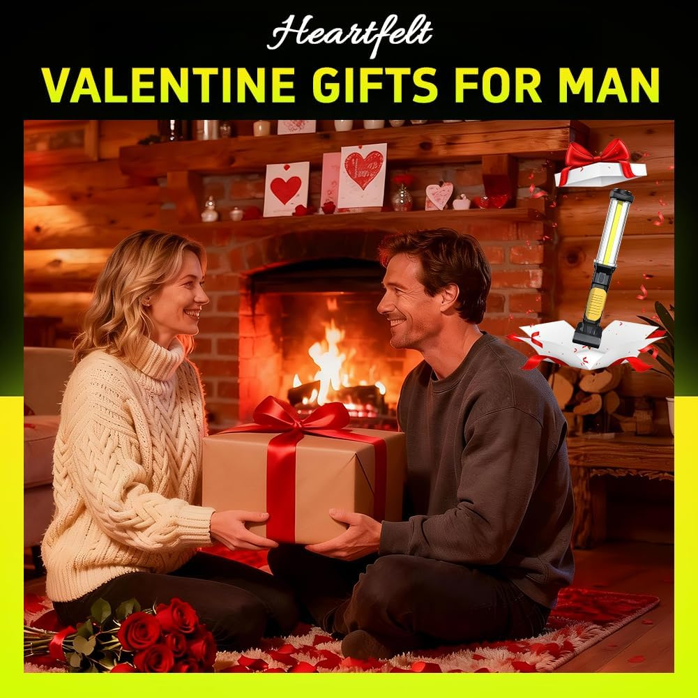 ​​WARSUN Rechargeable 1500LM COB LED Work Light - Magnetic Hands-Free Trouble Light with Hook, IPX4 Waterproof for Garage Repair, Emergency | Tool Gifts for Men (Yellow)​ image number 3