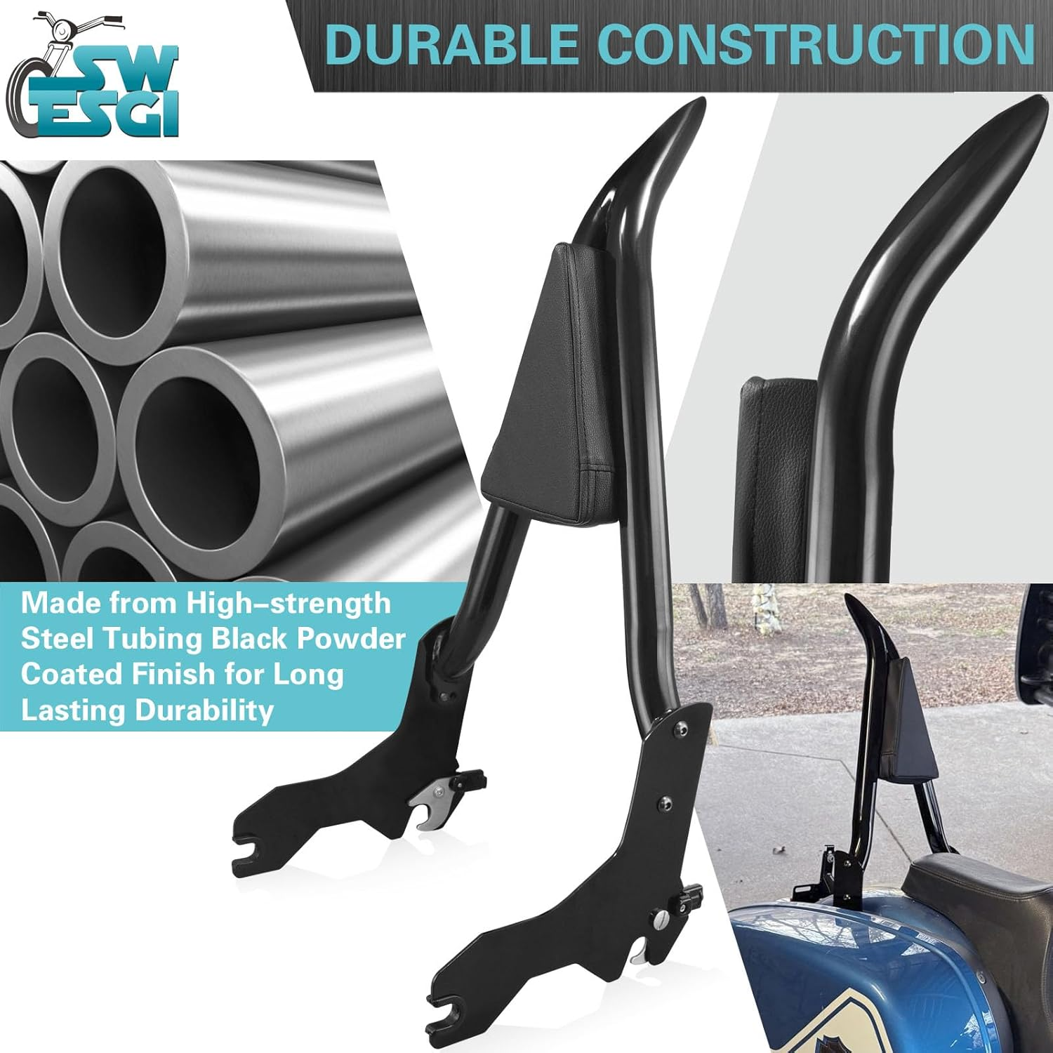 Detachable Quick Release 26&rdquo; Sissy Bar Passenger Backrest with Docking Fit for Harley Softail Models Lowrider S ST FXLR FXRST FXLRS FXLRST Sport Glide FLSB Dyna Black 2018-2025 (BLACK) image number 5