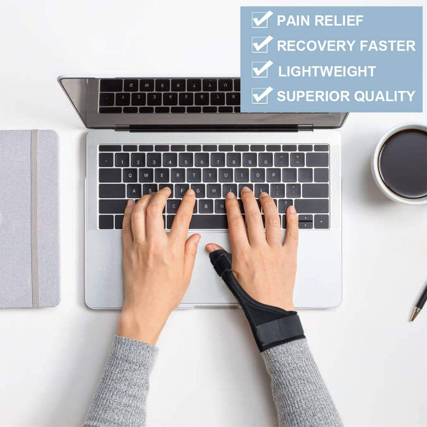 2 Pieces Thumb & Wrist Spica Splint | Breathable Fabric Thumb Spica Splint Stabilizer Brace for Tendonitis, Arthritis & Sprains Forearm Support Cast Right& Left