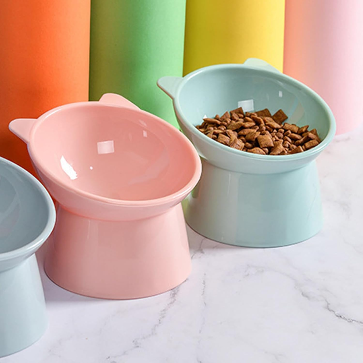 Cat Food Bowls Elevated Tilted, Raised Cat Bowls, Elevated Food or Water Bowls, Cat Food Bowl Pets Feeder Water Bowl for Small Dogs Indoor Cats(03) image number 1