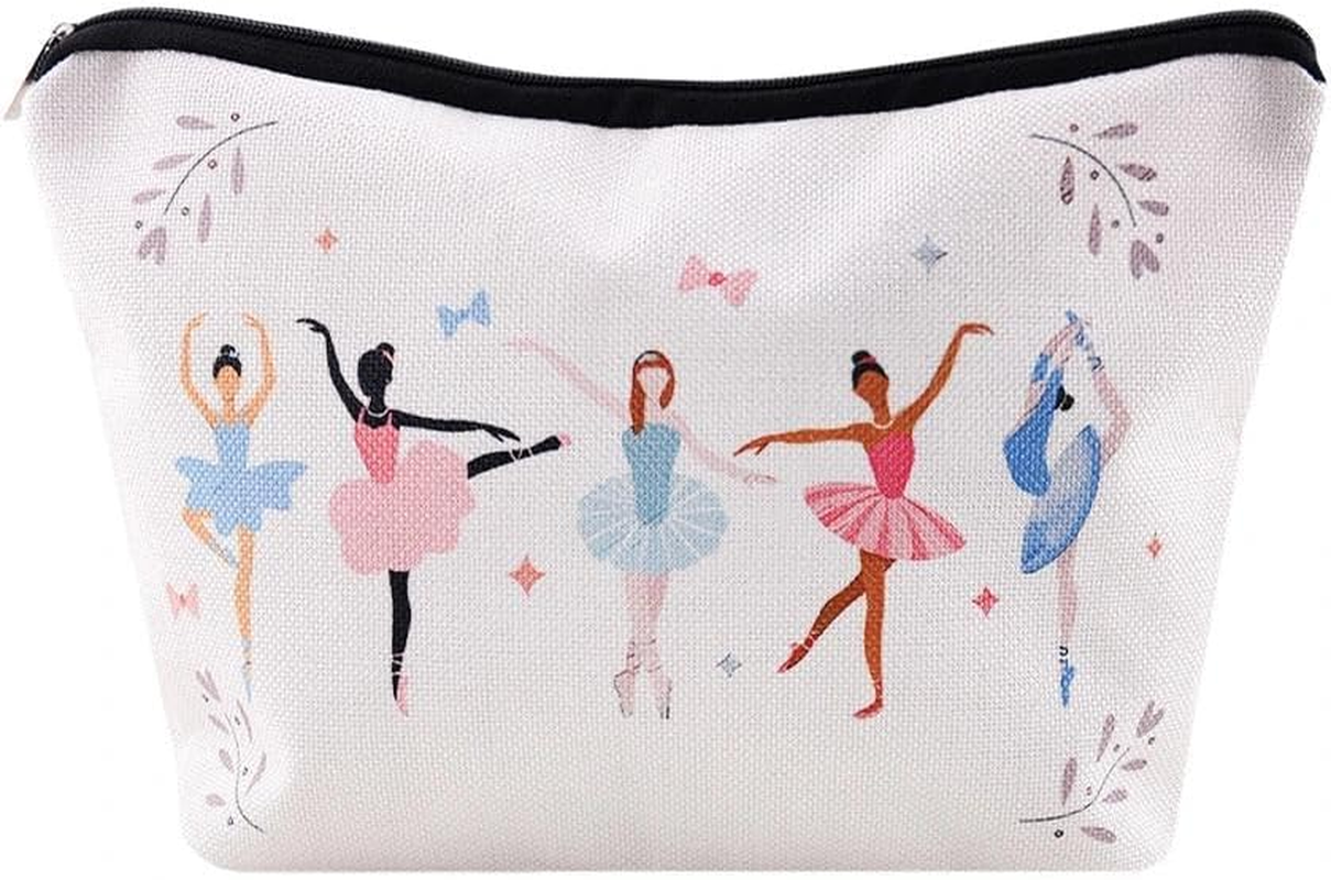 Ballerina Makeup Bags for Women Girls Ballet Recital Gifts for Daughter Granddaughter Travel Cosmetic Toiletry Pouch Organizer Dancing Lover Presents for Besties Sister