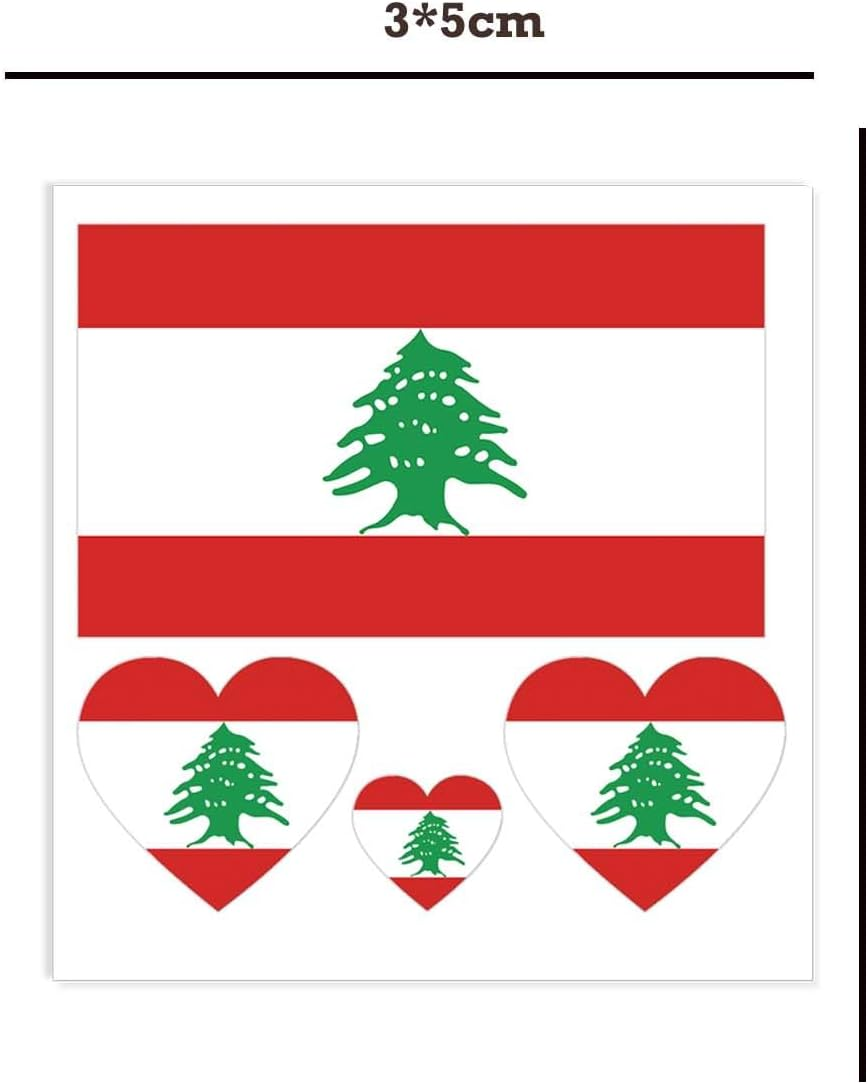 5 Packs Lebanon Temporary Tattoo,Lebanese Flag Decal Sticker for Party Birthday National Day Celebration image number 3
