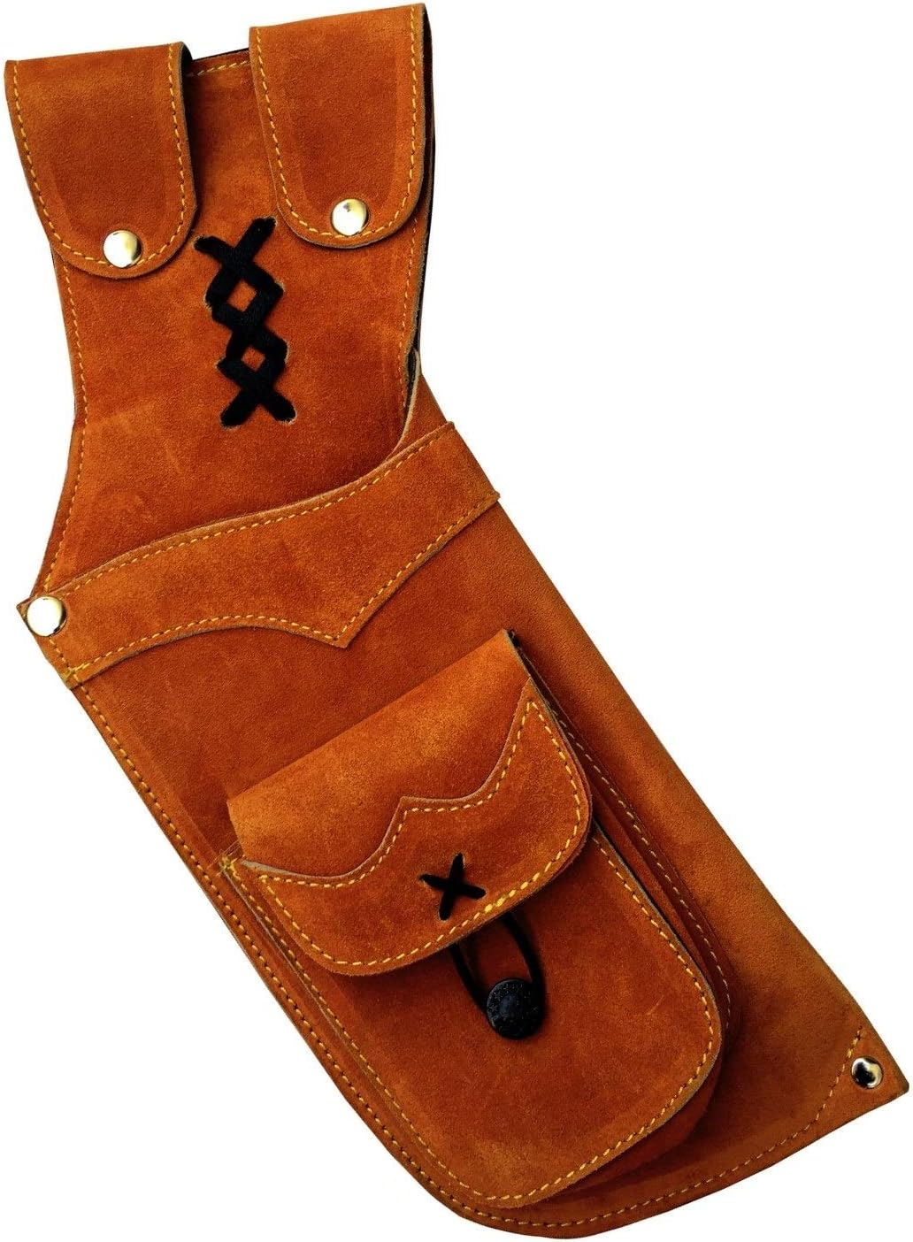 DMX INTL Traditional Archery Quiver Suede Leather Field Archer&rsquo;S Choice Hip Side Arrow Quiver Bag