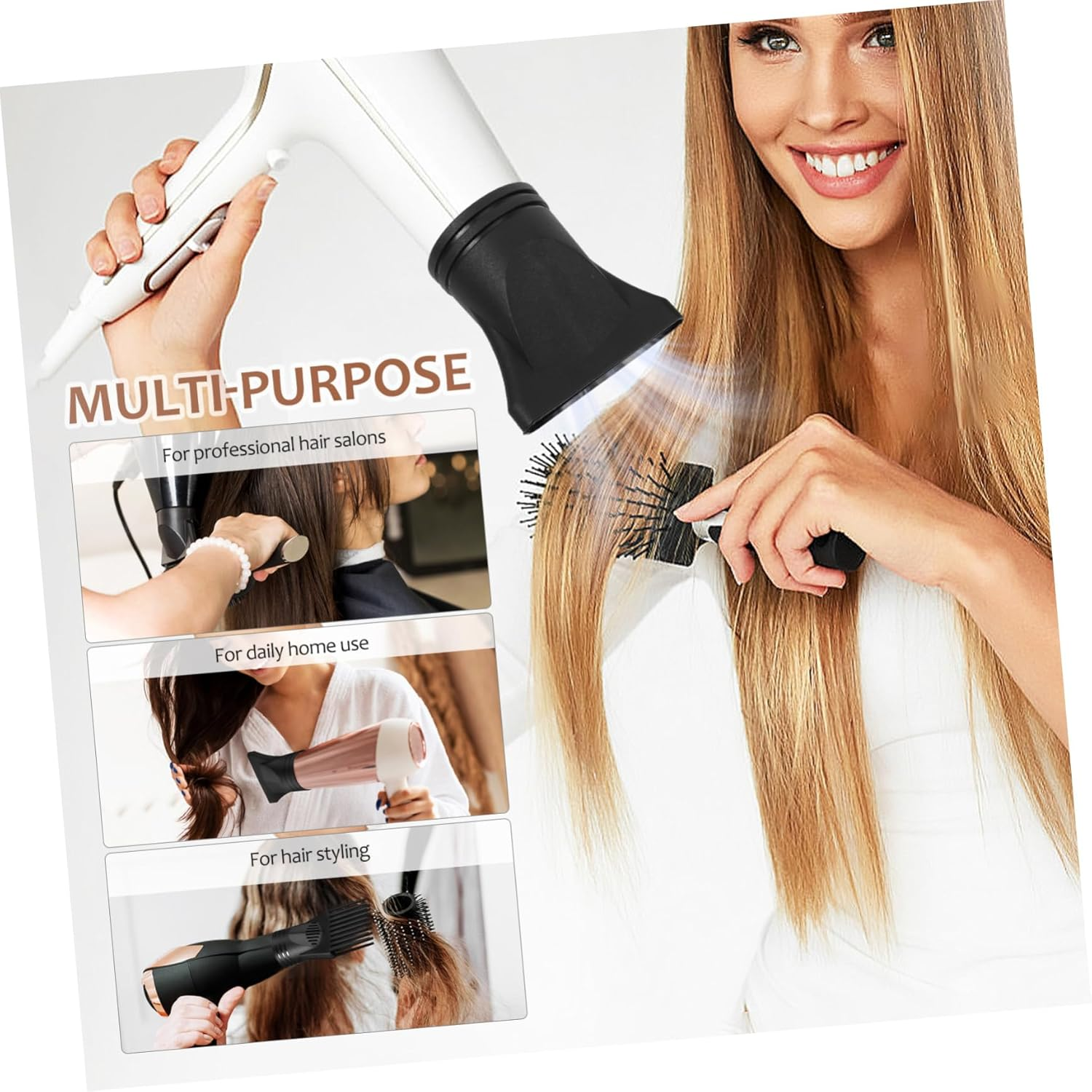 HEALEEP 2Pcs Hair Dryer Attachment Diffuser Narrow Concentrator Nozzle for Even Heat Distribution Versatile Styling Tool for All Hair Types image number 2