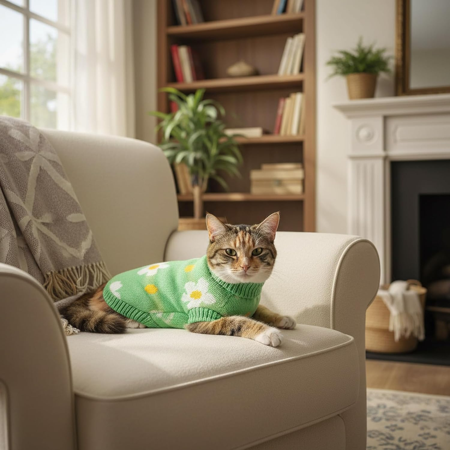 Pack of 2 Dog Jumpers for Small Dogs, Soft Knitted Jumper for Dogs and Cats, Winter Clothing for Pets Such as Rabbits and Guinea Pigs, Green and Pink Strawberry Pattern, 23 Cm image number 2