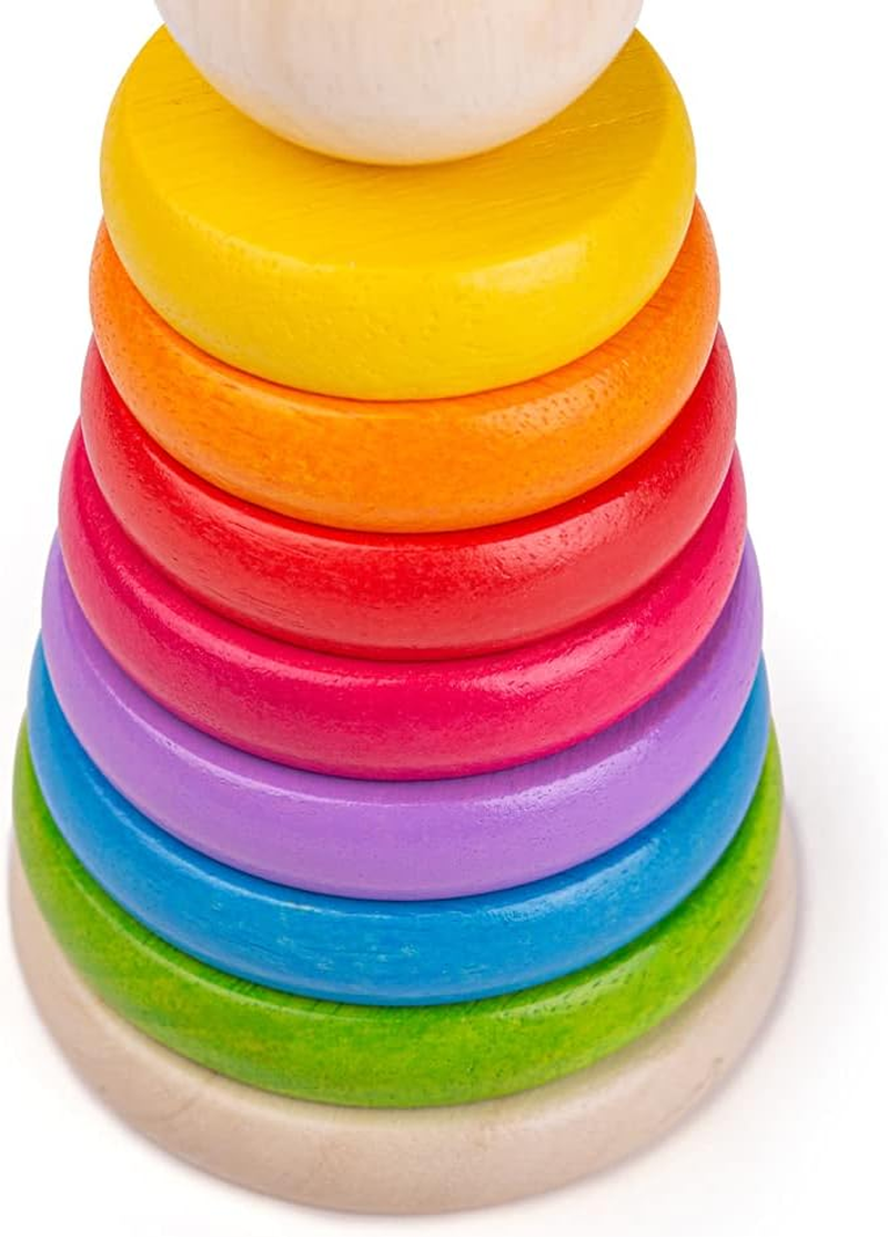 Bigjigs Toys, My First Rainbow Stacking Toy, Wooden Toys, Baby Toys, Wooden Stacking Toys, Ring Stacker, Toddler Toys, Wooden Toys for 1 Year Olds image number 2
