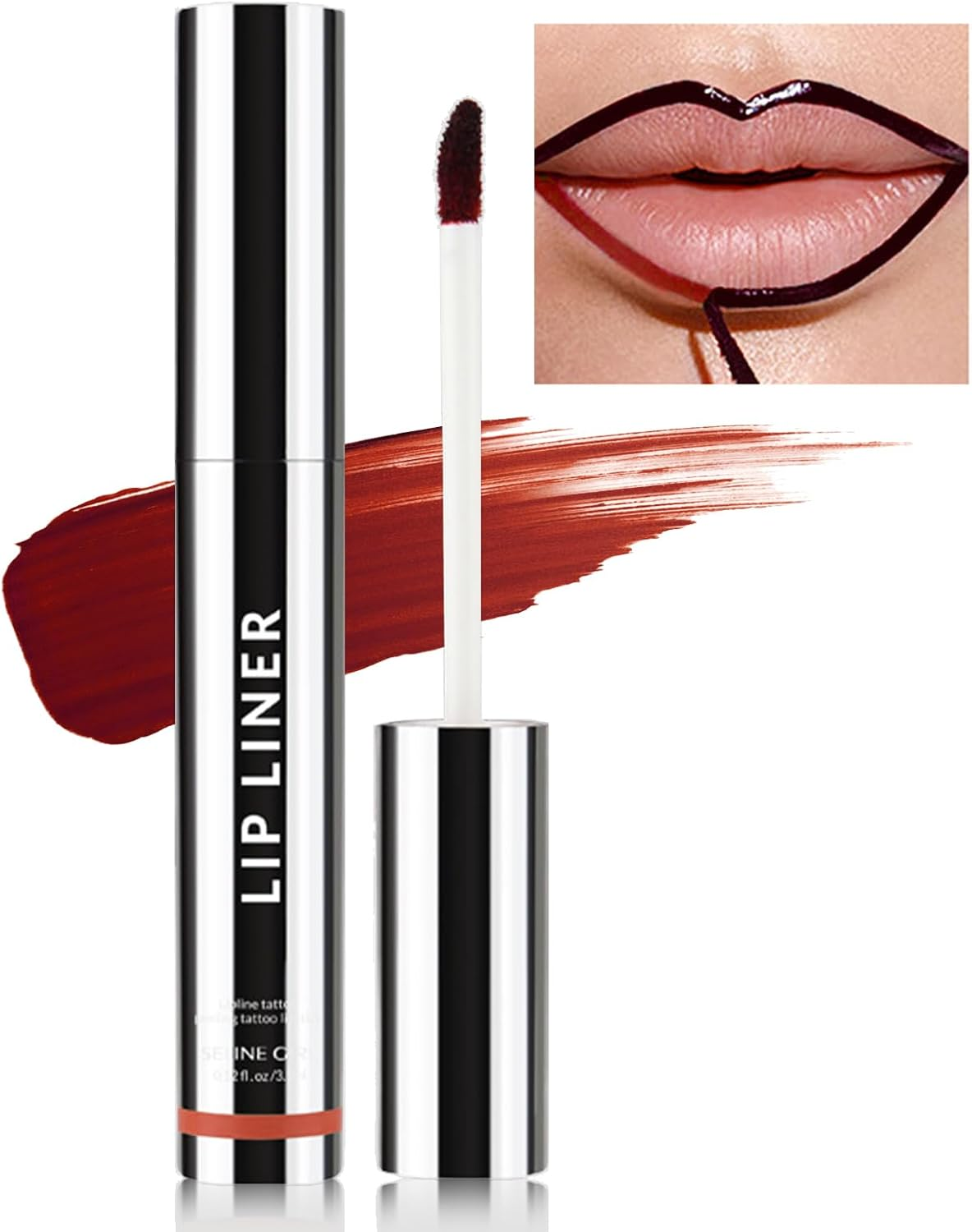 Erinde Peel off Lip Liner Stain, Long Lasting Lip Stain Peel Off, Women Waterproof Matte Lipstick, Transfer Proof Lip Tint Peel Off, Highly Pigmented Color Lipliner #002 Dark Brown