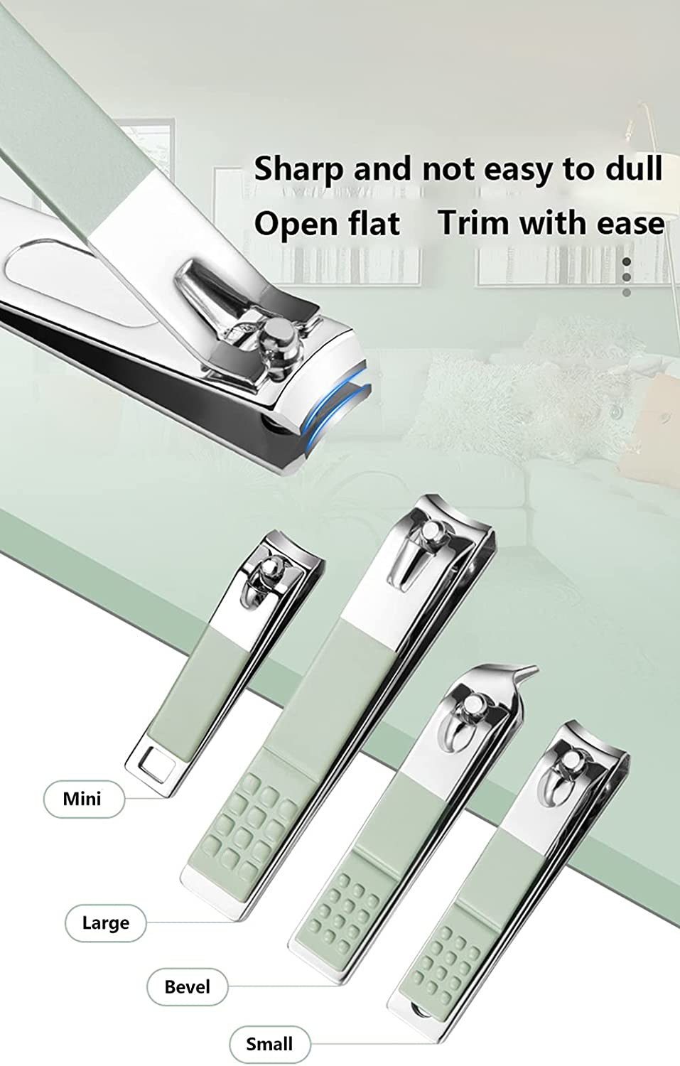 12-Piece Nail Care Kit, Mint Green Leather Travel Case,Manicure Set Personal Care, Nail Clipper Kit,Nail Tools with Luxurious Travel Case, Gifts for Men Women Family Friend