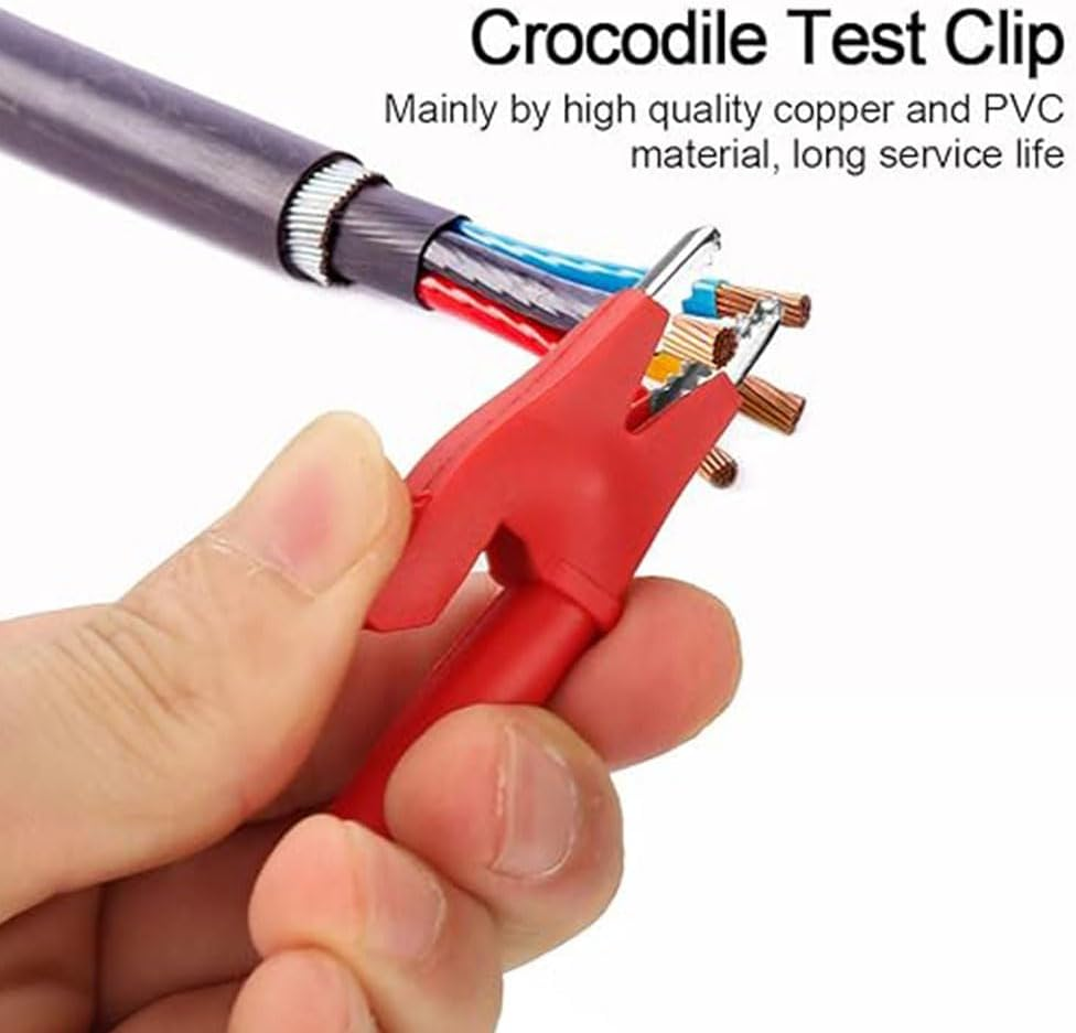 5 Colors Alligator Clips Test Clamp Full Shroud Insulatedwith 4Mm Banana Plugs Automotive Car Battery Alligator Clips Electrical Test Clips for Multimeter Test Leads, Pure Copper and PVC Material image number 1