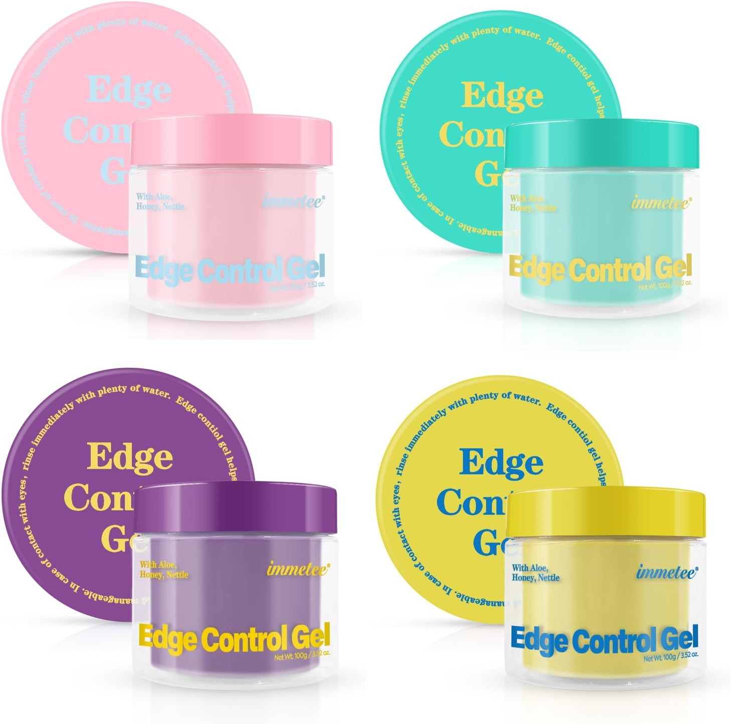 Immetee Edge Control Gel with Brush, Hair Styling Gel Flyaway Hair Tamer, Edge Control Gel for Afro Hair,100G/3.52 Oz (Pink-Watermelon) image number 5