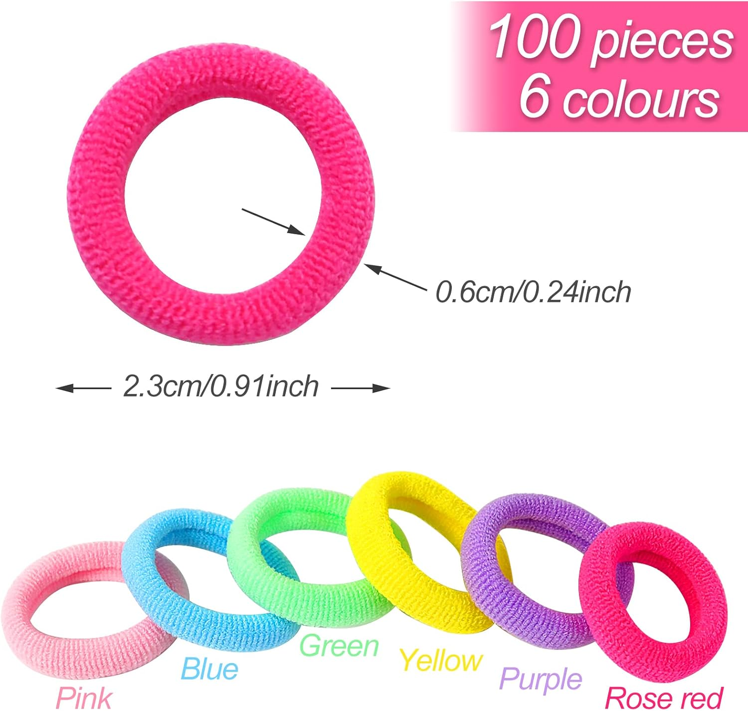Hanyousheng 100 Pcs Girls Hair Bands, Baby Hair Bobbles, Colored Soft Small Toddler Hair Ties, Tiny Ponytail Holders Seamless Girls Hairbands for Baby Girls, Small Hair Bands for Toddlers image number 1