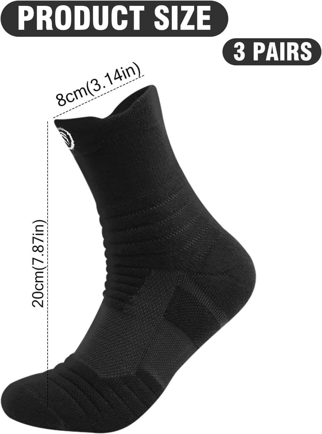 3 Pairs Compression Socks for Men Women, Breathable Thickened Socks anti Blister Sports Socks Comfortable Soccer Socks Cushioned Socks for Football Basketball Hiking Running image number 2