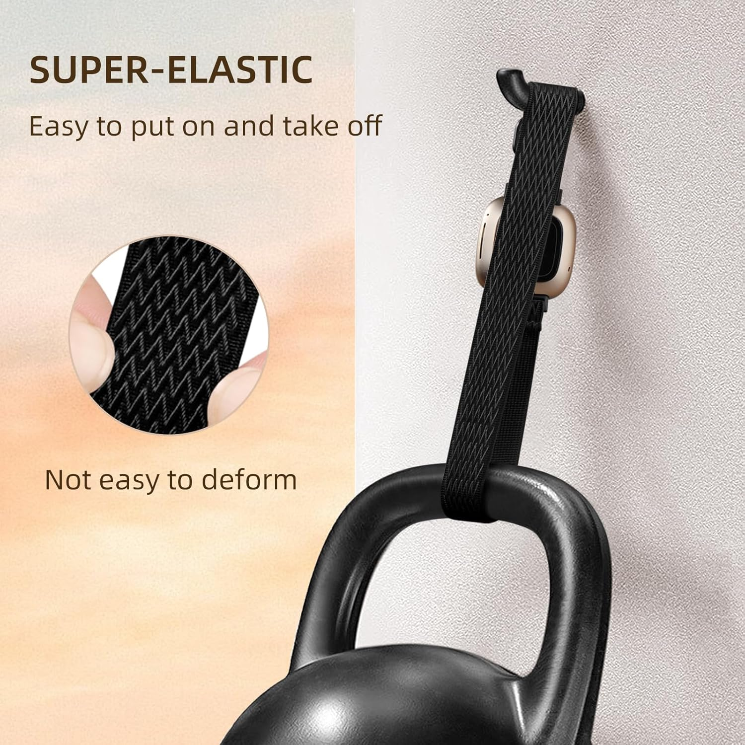 Maledan Elastic Band Compatible with Fitbit Versa 3/Versa 4/Sense 2/Sense Band for Women Men, Sport Stretchy Breathable Sense 2 & Sense Bands Versa 3 and Versa 4 Watch Straps Replacement Wristband - Gray image number 6