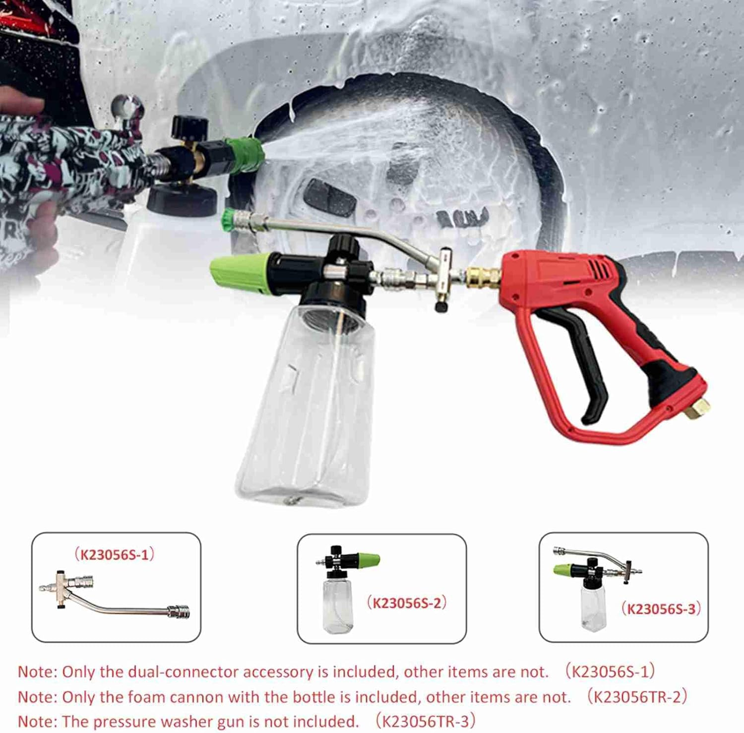 Car Wash Foam Cannon, 1L Foam Cannon, Car Foam Wide Neck Soap Sprayer for Pressure Washer, with Transparent Bottle, 1/4'' Quick Connector (Type 2) image number 3