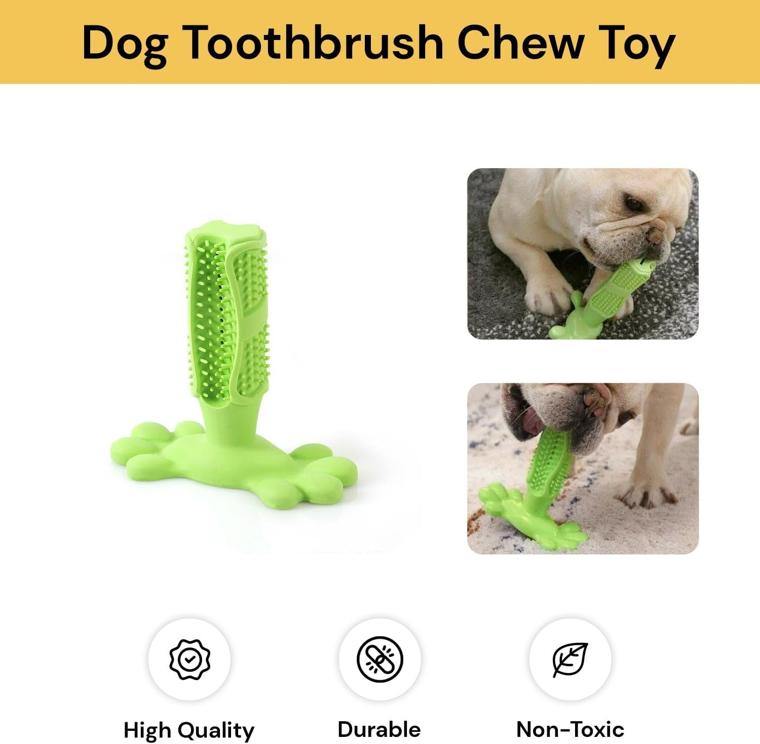 Ezonedeal Dog Toothbrush Dog Chew Toy Puppy Dental Care Massager Small Medium Doggy Teeth Cleaner Tooth Brushing Stick Natural Rubber Bite Resistant (Green) - Blue image number 7