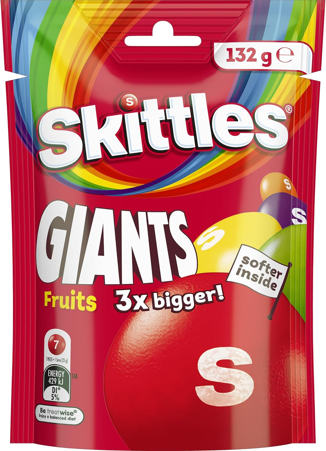 Skittles Giants Fruits Chewy Lollies Snack & Share Bag 132G
