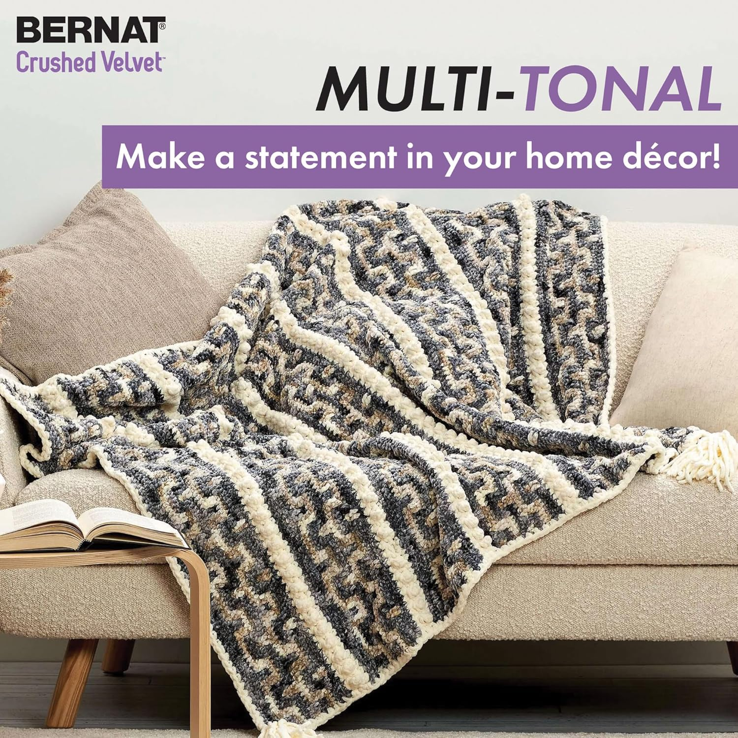 Bernat Crushed Velvet Yarn, Taupe image number 5