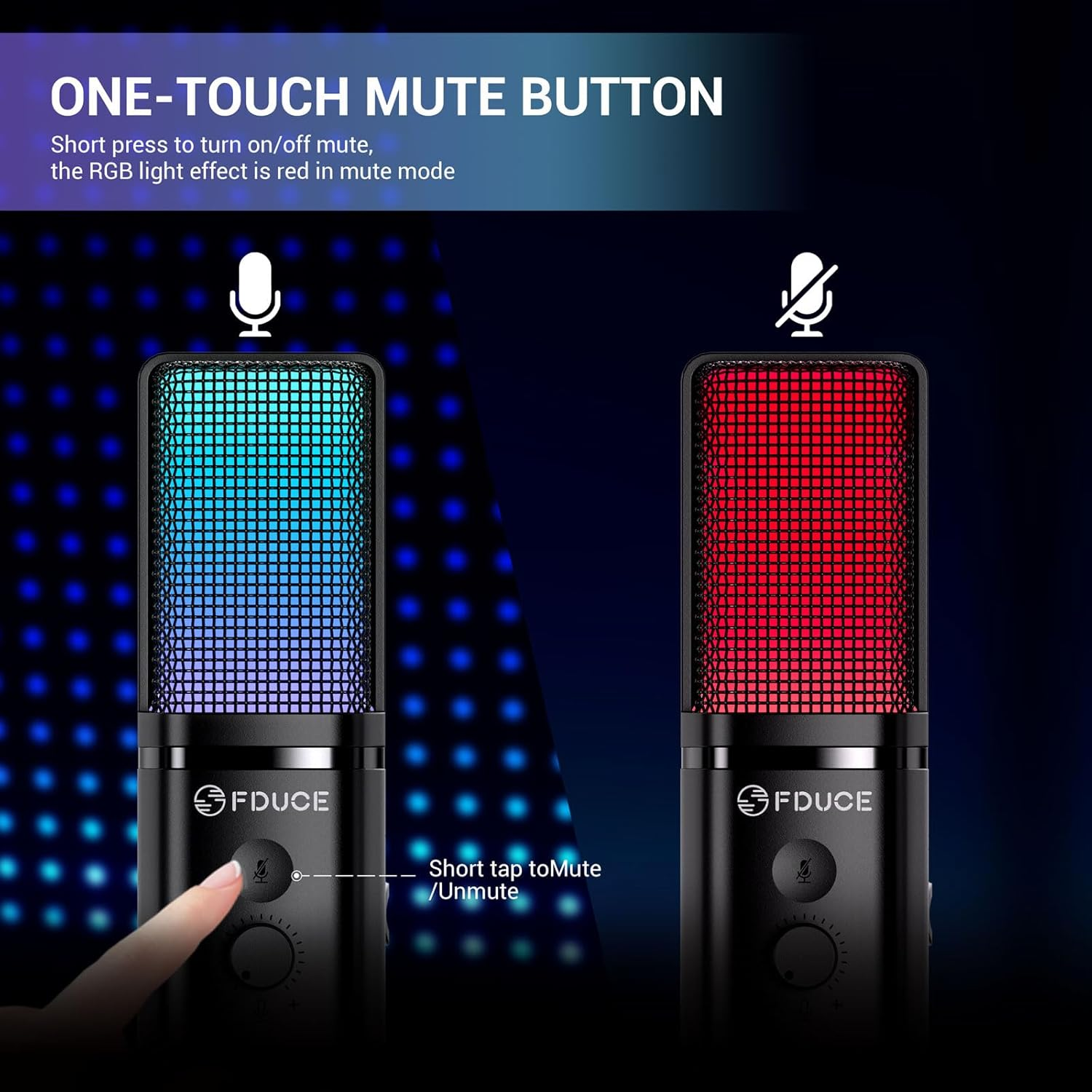 FDUCE M160 Gaming USB Microphone,Rgb Condenser Microphone with Tripod,Volume Adjustment and Mute Button Function,Compatible with Pc,Laptop,For Gaming,Podcasting,Streaming,Youtube - Rgb（Kit） image number 2