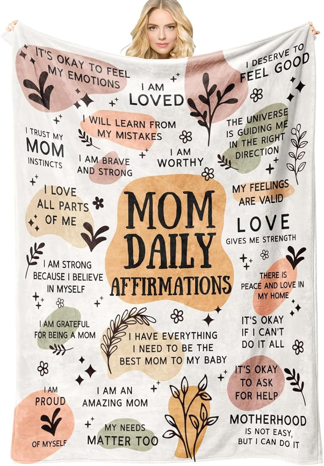 New Mom Gifts for Women - Mom Blanket with Daily Affirmations Messages- New Mom, New Mom Care Package after Baby, Gifts for Mom, Girl Mom, Boy Mom(50"X60") image number 6