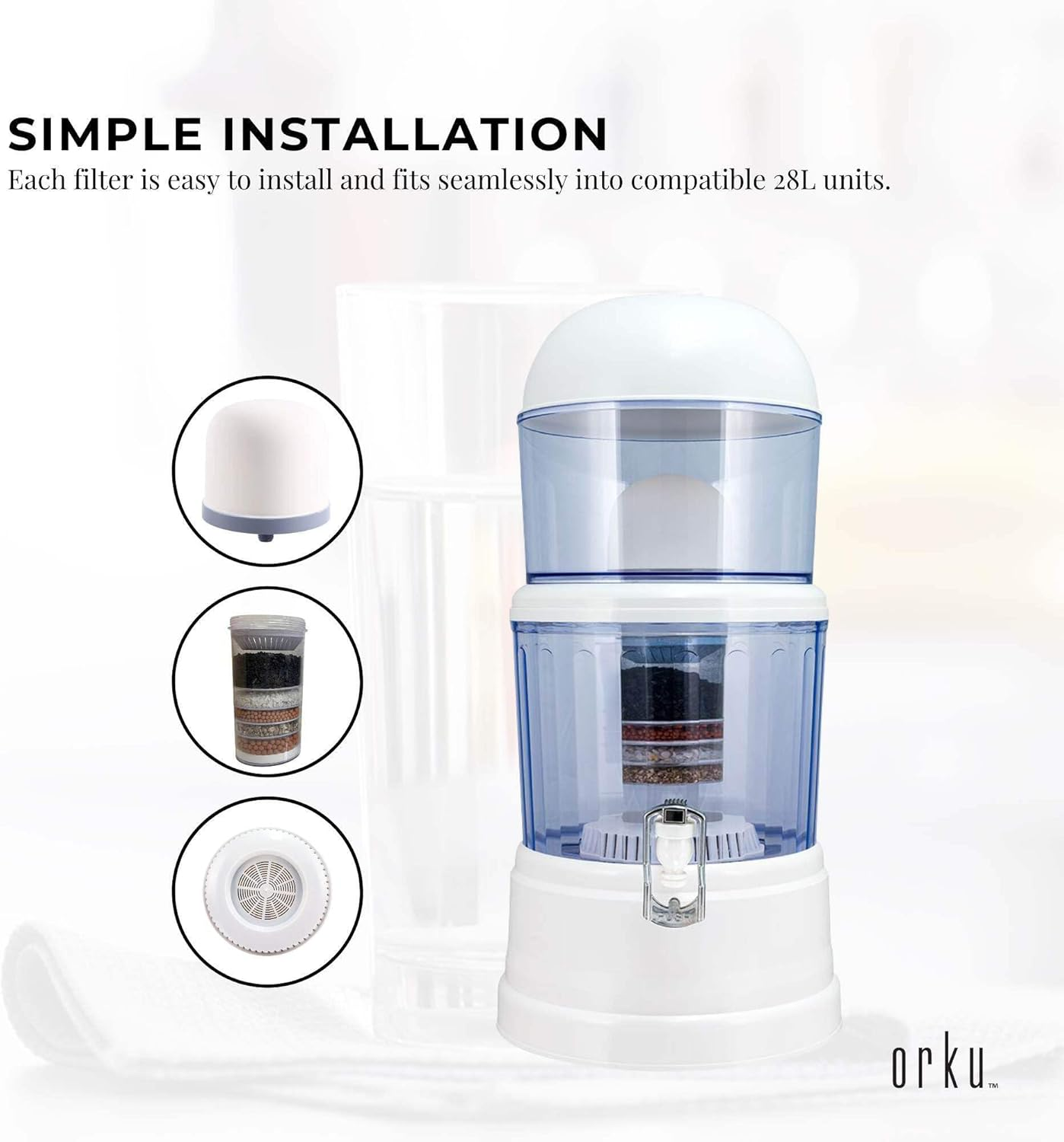 Orku 3 Piece Filter Set for 28L 8 Stage Benchtop Water Purifier - Full Pack image number 6