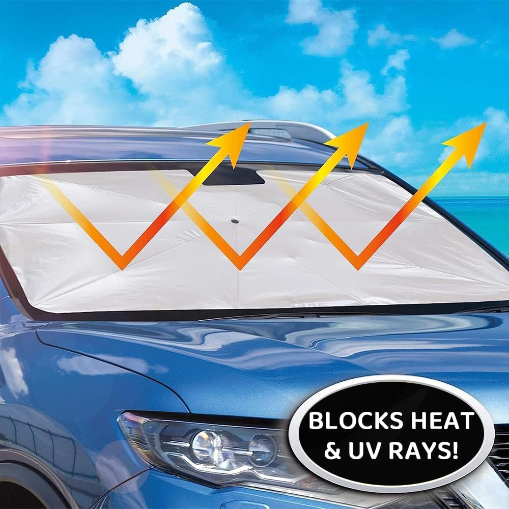 HYAVIA Car Windshield Sunshade, Foldable UV Protection Sunscreen for Sedans, Suvs, Trucks, Vans, and More, Summer Heat Reflector, Front Window Sun Shield for Cars, Trucks, Vehicles image number 2