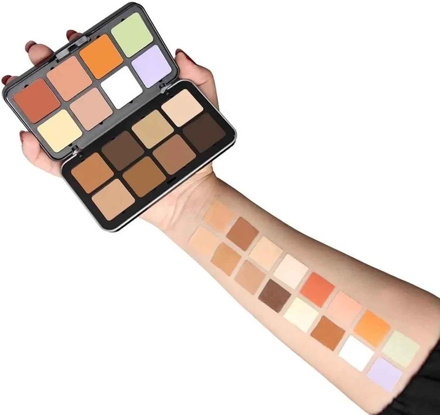 Joyeee Color Correcting Concealer Palette, Contouring Foundation Creamy Contour Multi-Palette with 8 Makeup Brush Set for Foundation Powder Concealers Eyeshadows Blush Makeup, Vegan, Cruelty Free - 15 Color Concealer Palette + Makeup Brushes image number 5