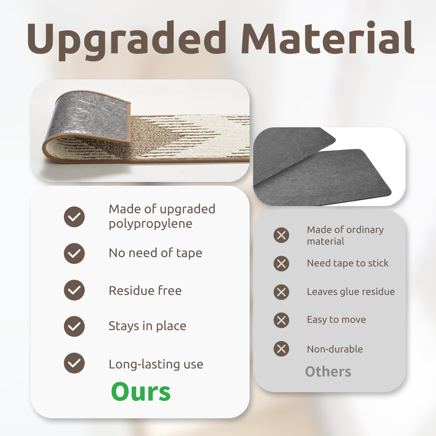 PADOOR 15PC Stair-Treads Non Slip, 3D Peel and Stick Stair Treads for Wooden Steps Indoor, Stair-Carpet Treads Washable Reusable Adhesive Stair-Runner Rugs for Kids and Dogs 20X76 Brown